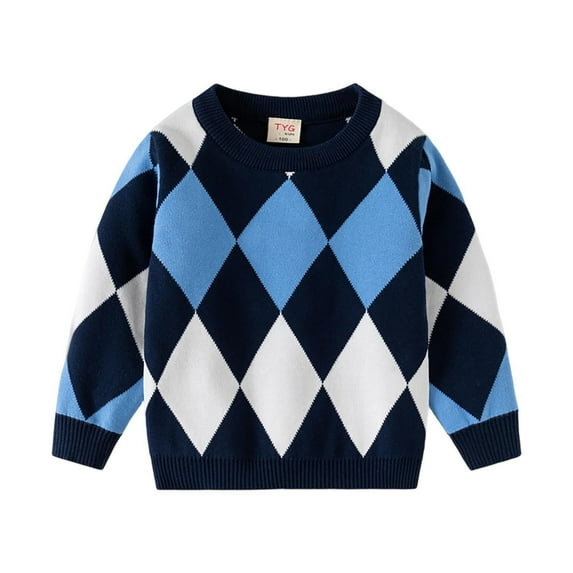 ZACPNCV Baby Boy Girls Cable Knit Sweater Long Sleeve Round Neck Unisex Kids Pure Color Cotton Pullover Navy 1-2 Years