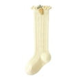 thumbnail image 1 of ZACPNCV Baby Boys Girls Mesh Long Socks Ruffled Cuff Cute Carrot Embroidery Knee High Socks Soft Loose Non Binding Leg Warmer Socks Beige, 1 of 5