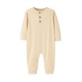 thumbnail image 1 of ZACPNCV Baby Boys Girls One-Piece Romper Solid Color Crew Neck Long Sleeve Bodysuit with Snap Buttons Soft Breathable Casual One-Piece Jumpsuits 12Months B-Beige, 1 of 5