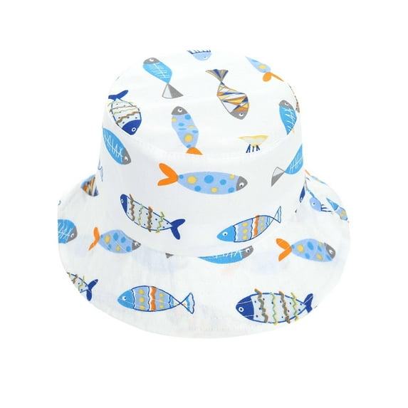 ZACPNCV Baby Bucket hat UPF 50 and Wide Toddler Sun hat Beach for Boys White Free Size