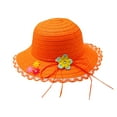 thumbnail image 1 of ZACPNCV Baby Country Straw Hat with Bow Kids Wide Brim Sun Cap UPF 50+ Breathable Fisherman Bucket Hat for Outdoor Protection Orange Free Size, 1 of 4