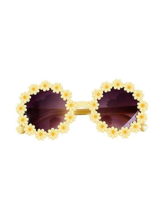 Baby Flower Sunglasses Girls Polarized Sunglasses Flexible Bendable Newborn UV400 Sunglasses Yellow 2-12 Years