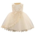 thumbnail image 1 of ZACPNCV Baby Girl Dress Sleeveless Sequins Princess Dresses Toddler Wedding Birthday Party Gown Dresses Beige 1-2 Years, 1 of 9