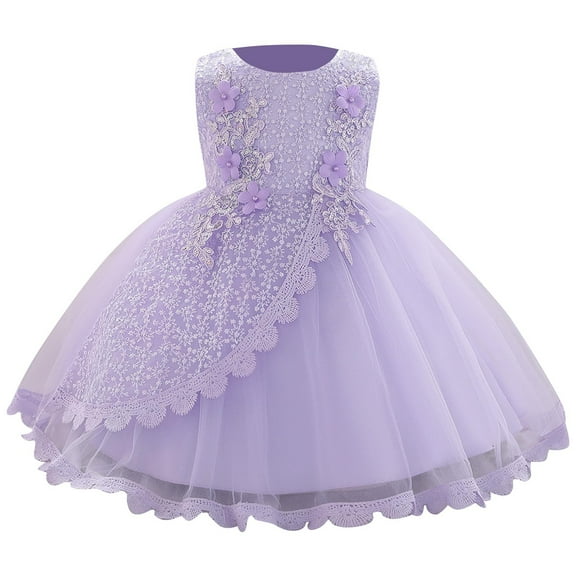 ZACPNCV Baby Girl Dress Sleeveless Sequins Princess Dresses Toddler Wedding Birthday Party Gown Dresses Purple 9-12 Months