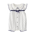 thumbnail image 1 of ZACPNCV Baby Girl Romper Short Sleeve Baby Bodysuit Pleated Romper Jumpsuit Infant Girl Clothes Blue 12-18 Months, 1 of 3