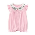 thumbnail image 1 of ZACPNCV Baby Girl Romper Short Sleeve Baby Bodysuit Pleated Romper Jumpsuit Infant Girl Clothes Pink 3-6 Months, 1 of 3