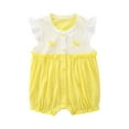 thumbnail image 1 of ZACPNCV Baby Girls Ruffled Sleeve Rompers Toddler Girls Jumpsuits One-Piece Cotton Outfits Yellow 18-24 Months, 1 of 4