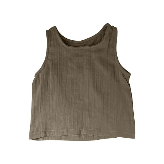 ZACPNCV Baby Girls Sleeveless Tank Tops Scoop Neck Basic Tees Summer Cute Tops Kids Girls Solid Tank Olive Green 1-2 Years