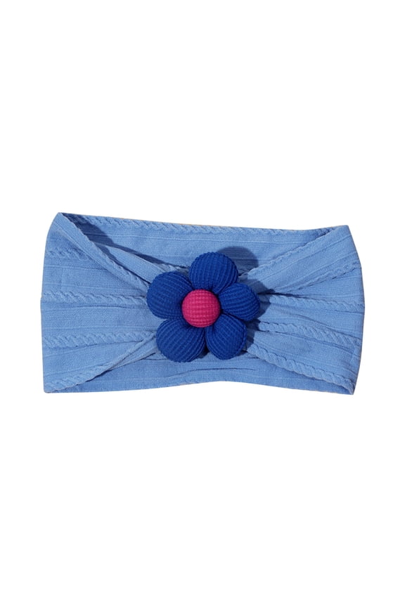 Baby Headband Newborn Infant Toddler Nylon Hairbands Cute Soft Beanie Headwrap Hair Accessories Blue Free Size