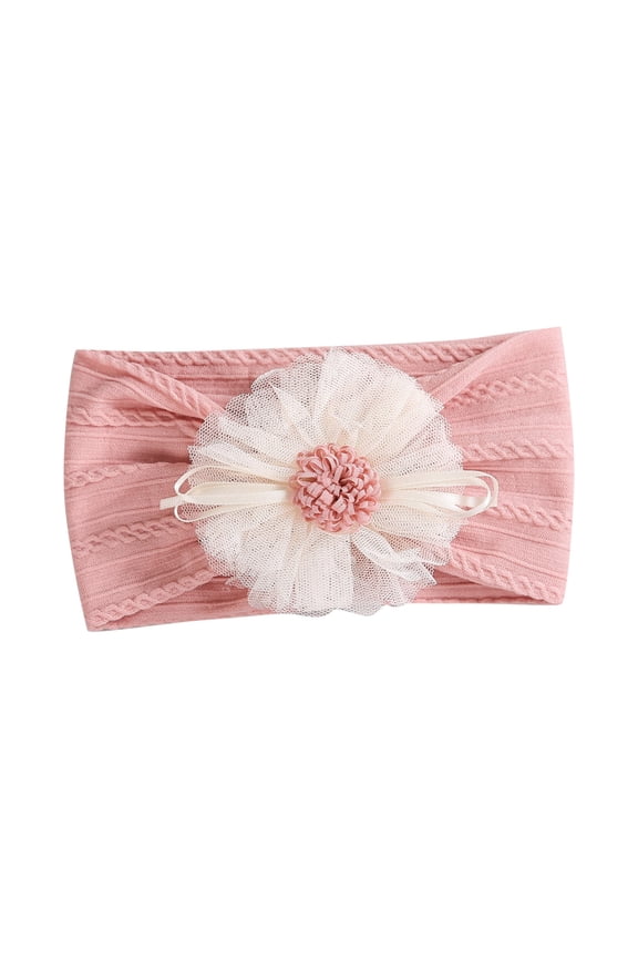 Baby Headband Newborn Infant Toddler Nylon Hairbands Cute Soft Beanie Headwrap Hair Accessories Hot Pink Free Size
