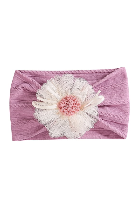Baby Headband Newborn Infant Toddler Nylon Hairbands Cute Soft Beanie Headwrap Hair Accessories Purple Free Size