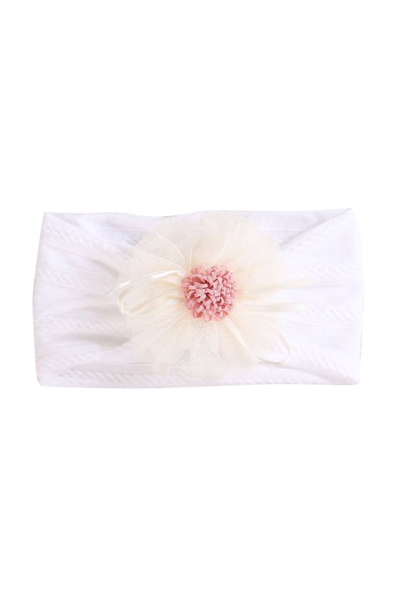 Baby Headband Newborn Infant Toddler Nylon Hairbands Cute Soft Beanie Headwrap Hair Accessories White Free Size