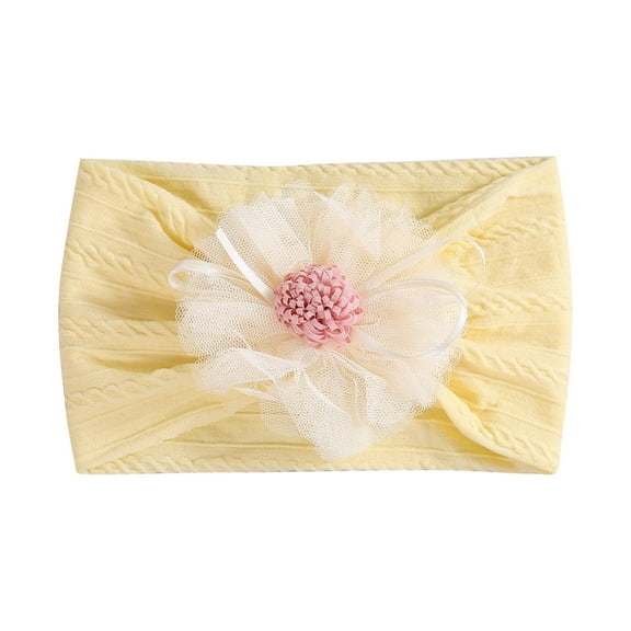 ZACPNCV Baby Headband Newborn Infant Toddler Nylon Hairbands Cute Soft Beanie Headwrap Hair Accessories Yellow Free Size