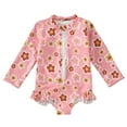thumbnail image 1 of ZACPNCV Baby Rash Guard Swimsuits Toddler Girls Long Sleeve Daisy Prints Swimwear Beach Swimsuit with Zipper Ruffle Beach Bathing Suit Sunsuit Red 18-24 Months, 1 of 3