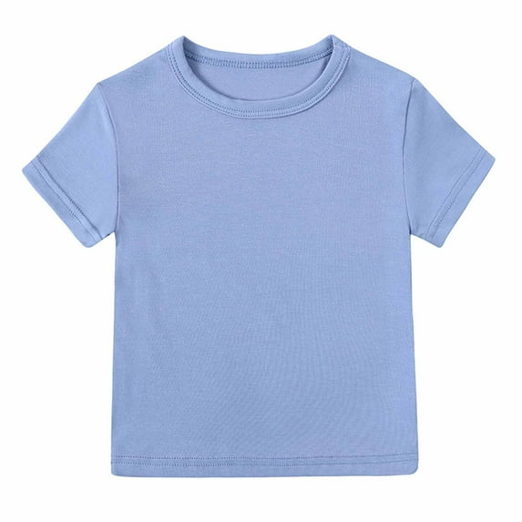 ZACPNCV Baby Solid Color T Shirt Teens Kids Crewneck Loose Classic Sports Tees Boys Girls Soft Athletics Tops Blue 3-4 Years
