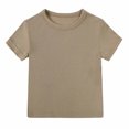 thumbnail image 1 of ZACPNCV Baby Solid Color T Shirt Teens Kids Crewneck Loose Classic Sports Tees Boys Girls Soft Athletics Tops Brown 2-3 Years, 1 of 5