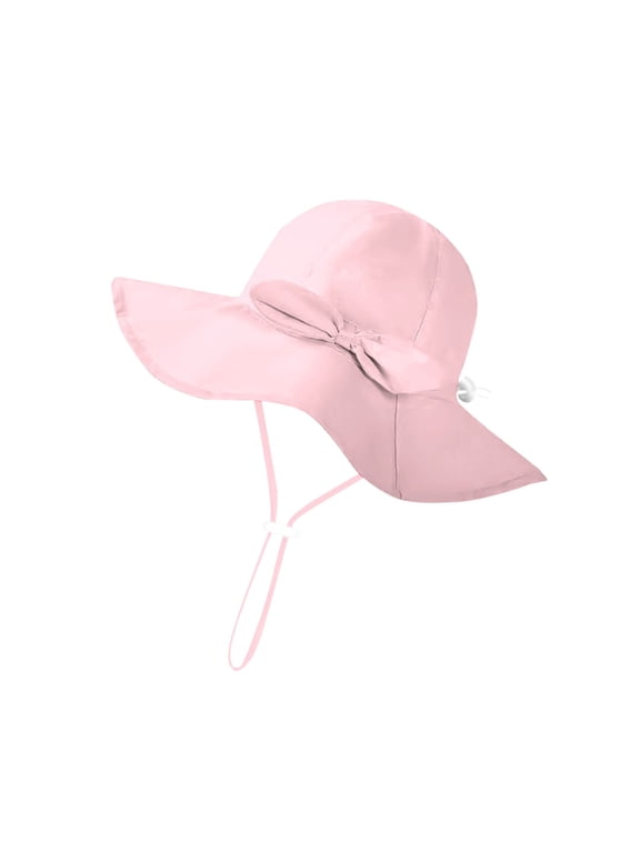 Baby Sun Hat Kids with UPF 50+ Sun Protection Wide Brim Adjustable Beach Hats for Boys Girls Pink 2-7 Years
