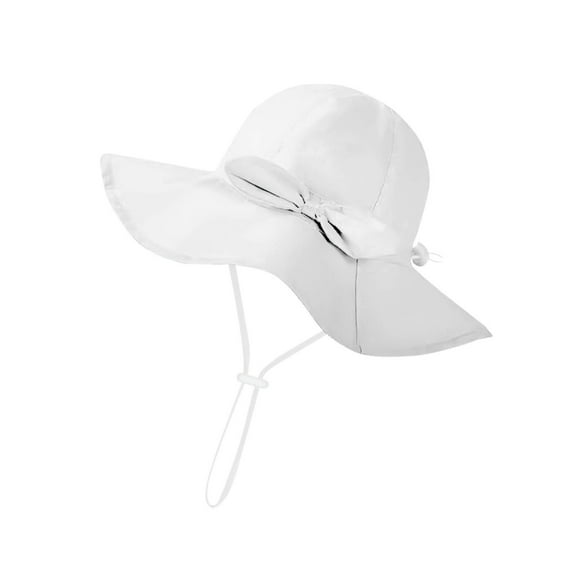 ZACPNCV Baby Sun Hat Kids with UPF 50  Sun Protection Wide Brim Adjustable Beach Hats for Boys Girls White 3-9 Months