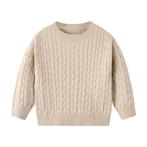 ZACPNCV Baby Toddler Boys Sweater Girls Knit Pullover Sweatshirt Kids Long Sleeve Crew Neck Solid Casual Tops Khaki 3-4 Years