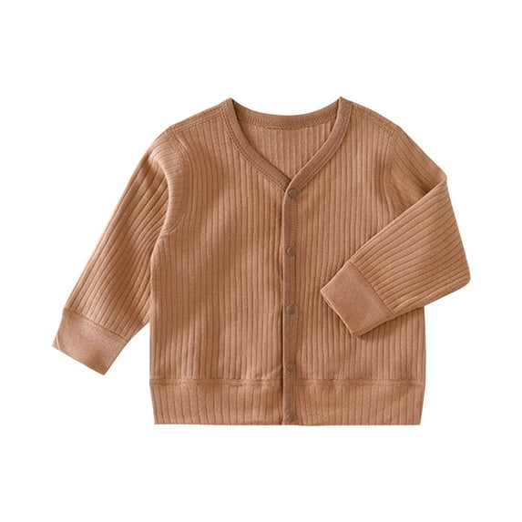 ZACPNCV Baby Toddler Girls Boys Sweater Cardigan Long Sleeve Button Down Solid Knit Cardigan School Uniforms Brown 1-2 Years