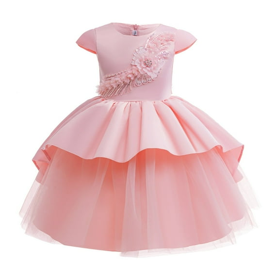 ZACPNCV Baby Toddler Girls' Special Occasion Dresses Wedding Flower Girl Dress Birthday Ball Gown Pink 5-6 Years