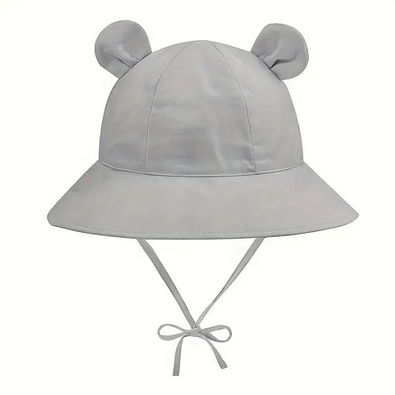 ZACPNCV Baby Toddler Infant Girls Bucket Sun Hats Bear Ear Hat Protection Beach UPF 50 and Toddler Wide Bucket Summer Hats Gray 12-24 Months