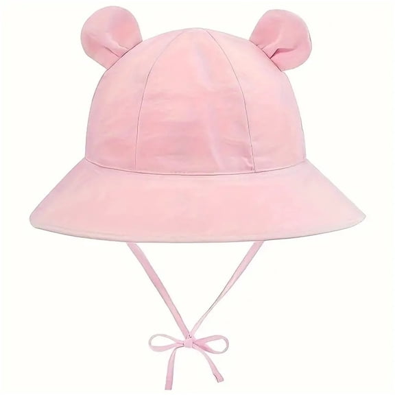 ZACPNCV Baby Toddler Infant Girls Bucket Sun Hats Bear Ear Hat Protection Beach UPF 50 and Toddler Wide Bucket Summer Hats Pink 3-6 Months