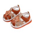 thumbnail image 1 of ZACPNCV Baby Toddler Infant Girls PU Leather Soft Open Toe Summer Sandals Flower Princess Flat Shoes Brown 1-2 Years, 1 of 4