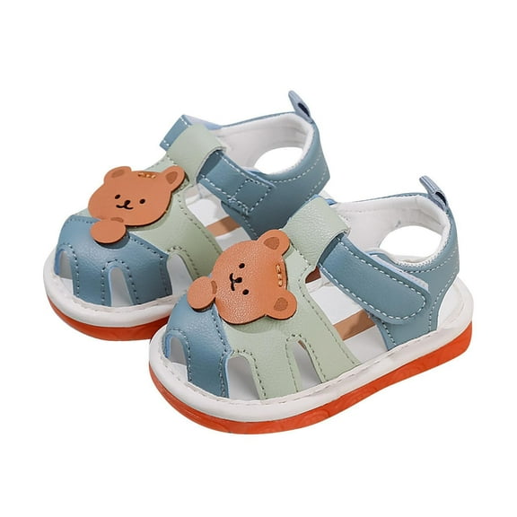 ZACPNCV Baby Toddler Infant Girls PU Leather Soft Open Toe Summer Sandals Flower Princess Flat Shoes Green 9-12 Months