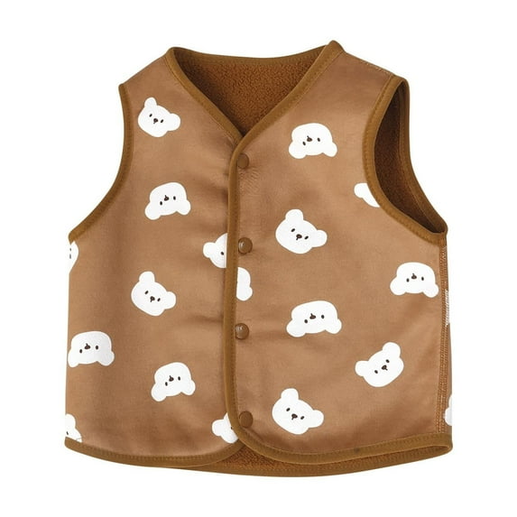 ZACPNCV Baby Vest for Girls and Boys Toddler Vest for Fall and Winter Brown 2-3 Years