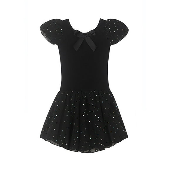 ZACPNCV Ballet Leotards for Girls Toddler Dance Leotards Short Short Sleeve Skirt Ballerina Outfits Black 2-3 Years