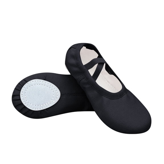 ZACPNCV Ballet Shoes for Girls Elastic Arch Ballet Slippers Dance Shoes for Toddler for Perform Dance Yoga Black 7 Years