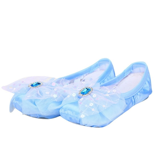 ZACPNCV Ballet Shoes for Girls Satin Dance Practice Slippers Split Soft Canvas Flat Sole Yoga Gymnastics Shoes Blue 4 Years