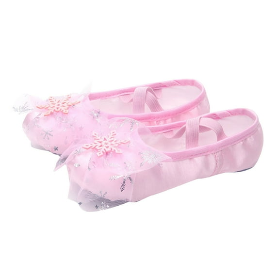 ZACPNCV Ballet Shoes for Girls Satin Dance Practice Slippers Split Soft Canvas Flat Sole Yoga Gymnastics Shoes Pink 8 Years