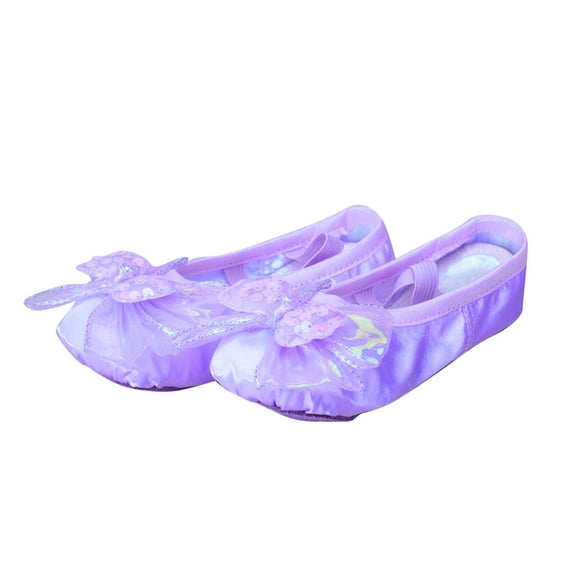 ZACPNCV Ballet Shoes for Girls Satin Ribbons Ballet Slippers Dance Shoes for Perform Dance Yoga Purple 9-10 Years