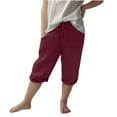 thumbnail image 1 of ZACPNCV Bermuda Shorts for Girls Knee Length Kids Summer Casual Beach Solid Elastic Waist Drawstring Straight Leg Long Shorts Burgundy 8-9 Years, 1 of 9