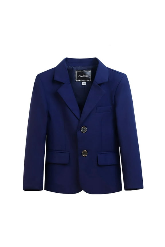 Blazer Jacket for Teen Girls Solid Long Sleeve Lapel Formal Suit Coat Plus Casual Open Front Dress Tops Navy 7-8 Years