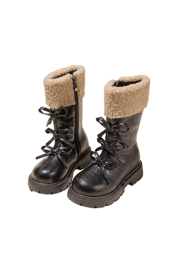Boots for Girls Fall Shoes Lace Up Riding Boots Mid Calf Boots Cute Boot Pu Leather Waterproof Goth Cowboy Goth Side Black