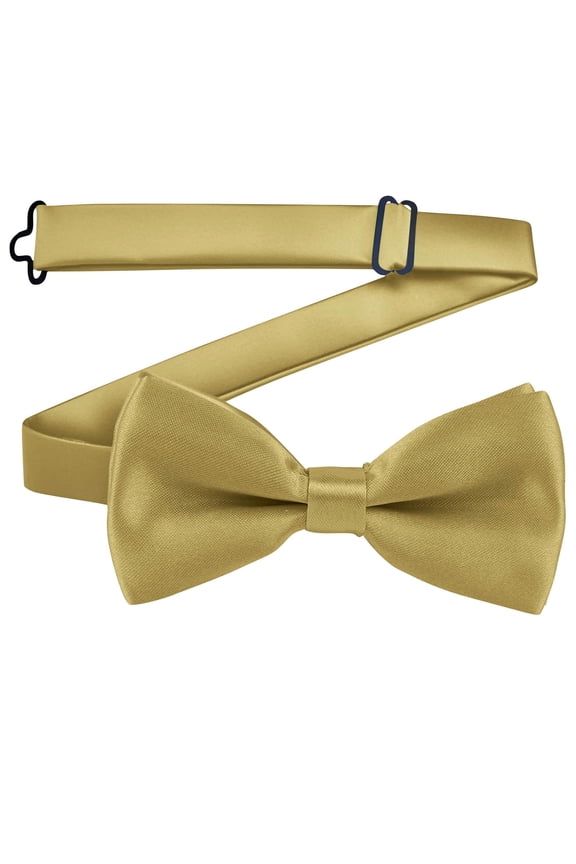 Bow Ties Solid Color Adjustable Bow Tie Collection for Kids and Boys Gold Free Size