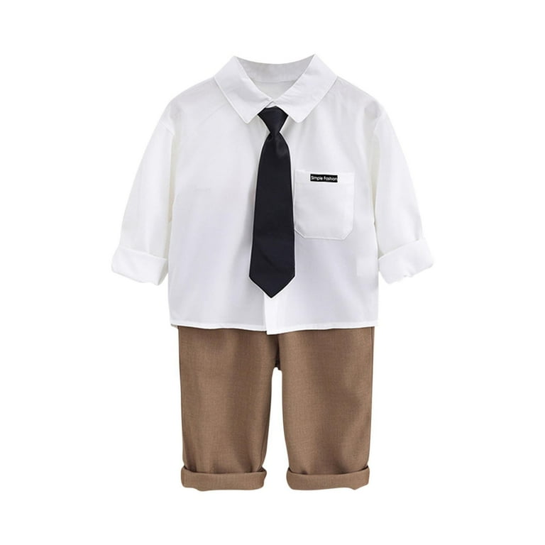 ZACPNCV Boy Formal Suits Wedding Outfit Long Sleeve Button Down