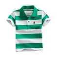 thumbnail image 1 of ZACPNCV Boy's Button Down Shirts Kids Stripe Tops Boys Short Sleeve Uniform Summer Shirt Green 2-3 Years, 1 of 4