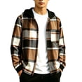 thumbnail image 1 of ZACPNCV Boy's Hooded Plaid Flannel Shirt Classic Long Sleeve Button Front Hooded Jacket Vintage Loose Fit Hip Hop Casual Jacket for Streetwear Yellow, 1 of 9