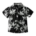 thumbnail image 1 of ZACPNCV Boy's Print Button Down Hawaiian Shirt Short Sleeve Tops Little Boy Beach Clothes Print Tops Black 6-7 Years, 1 of 9