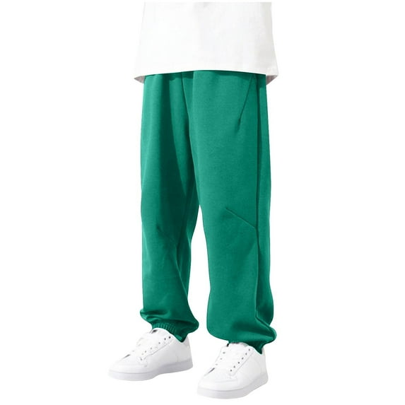 ZACPNCV Boy's Sweatpants Straight Leg Open Bottom Casual Pants Elastic Waist Athletic Joggers Sweat Pants with Pockets Green 5-6 Years