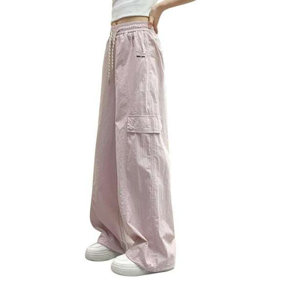 ZACPNCV Boys Baggy Cargo Pants Casual Loose Fit Parachute Pant Harem Joggers Sweatpants with Pockets Pink 6-7 Years