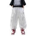 thumbnail image 1 of ZACPNCV Boys Baggy Cargo Pants Casual Loose Fit Parachute Pant Harem Joggers Sweatpants with Pockets White 6-7 Years, 1 of 6