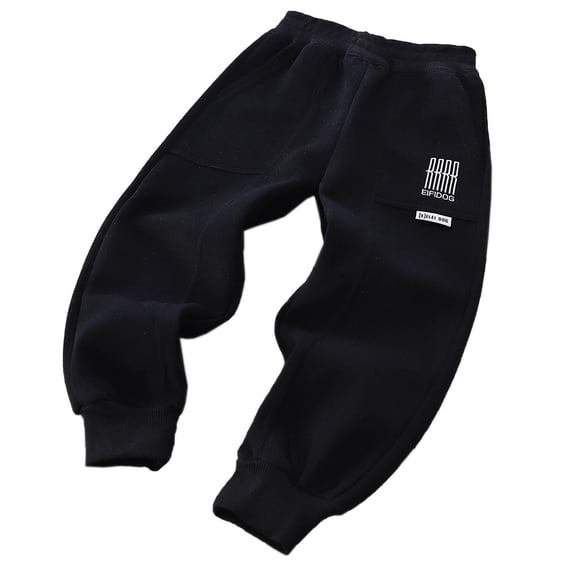 ZACPNCV Boys Baggy Sweatpants Straight Wide Leg Open Bottom Casual Pants Elastic Waist Workout Athletic Joggers Pockets Sweat Pants Black 11-12 Years