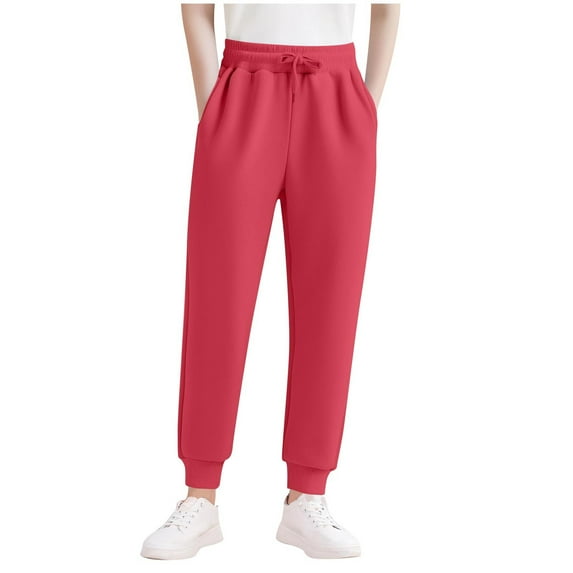 ZACPNCV Boys Baggy Sweatpants Straight Wide Leg Open Bottom Casual Pants Elastic Waist Workout Athletic Joggers Pockets Sweat Pants Burgundy 7-8 Years