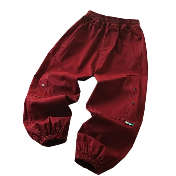 ZACPNCV Boys Baggy Sweatpants Straight Wide Leg Open Bottom Casual Pants Elastic Waist Workout Athletic Joggers Pockets Sweat Pants Red 6-7 Years