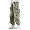 thumbnail image 1 of ZACPNCV Boys' Cargo Pants Wide Leg Straight Casual Sweat Pants Jogger Elastic Waistband Soft Trousers with Pockets 8-9 Years, 1 of 4
